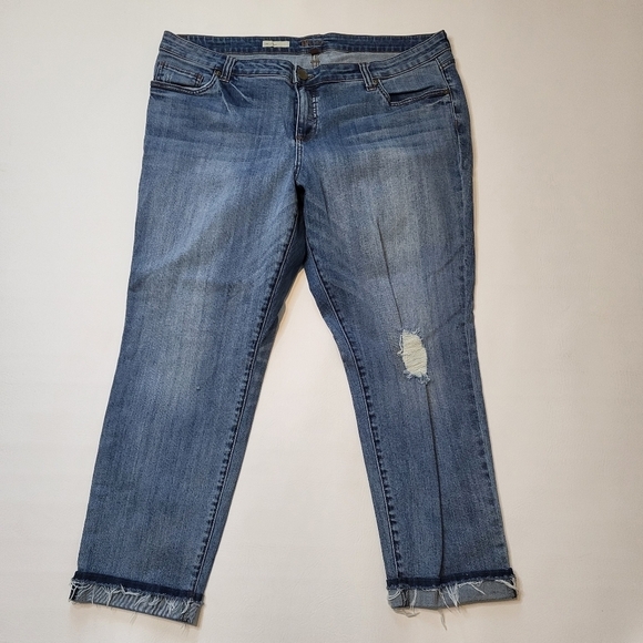 Kut From The Kloth Womens Jeans Uma Boyfriend Style Distressed Frayed Hem Sz 18W - Picture 2 of 7